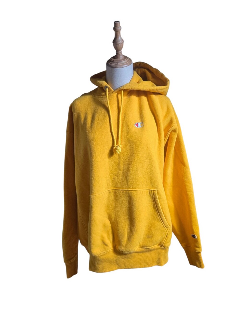 Champion Vintage Yellow Orange Reverse Weave Hoodie Pullover Sweatshirt